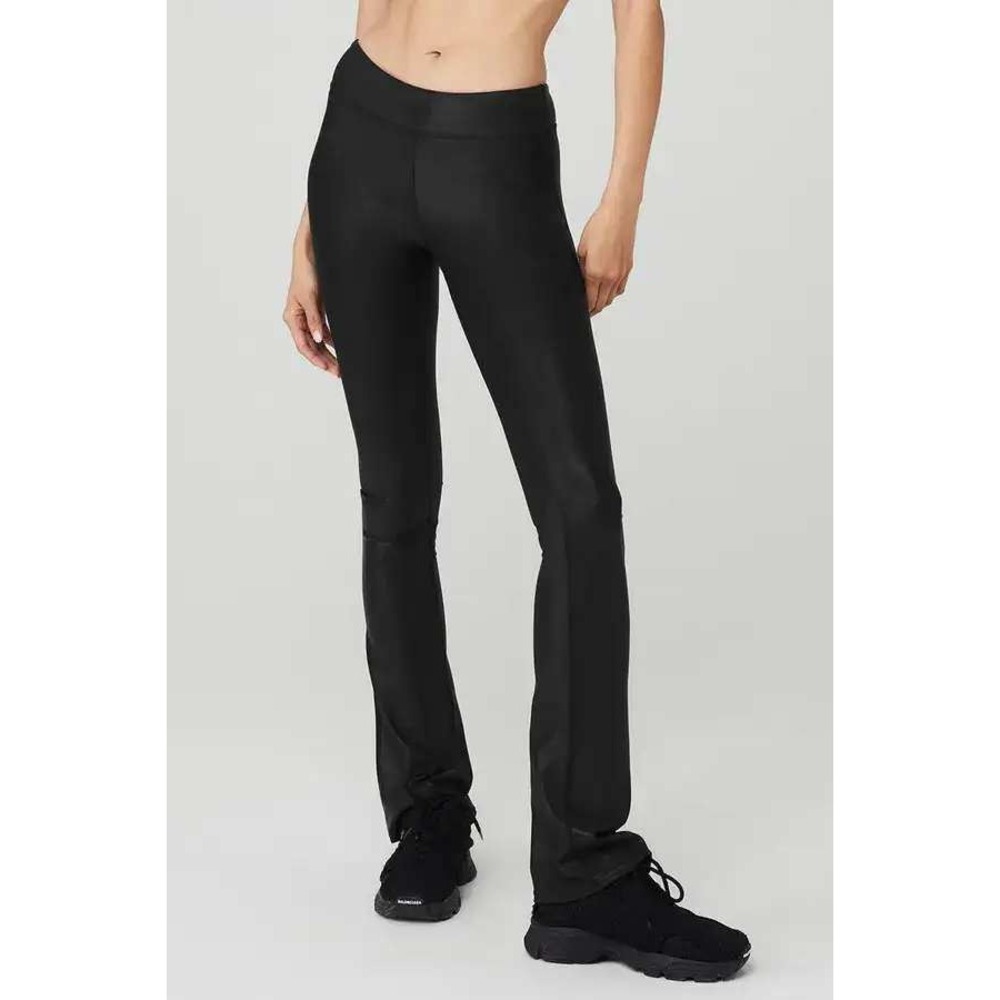 NWT Alo Yoga Black Super Shine Low-Rise Bootcut Leggings Size Medium